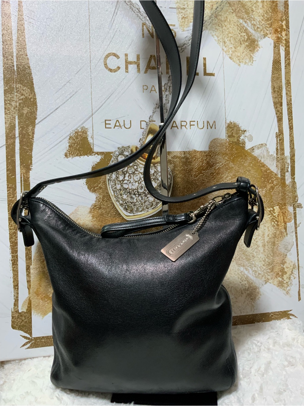 Vintage 2003 Coach Black Leather Shoulder Crossbody Bag